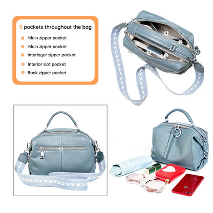 Zency Genuine Leather Cowhide Cross Body Bags.