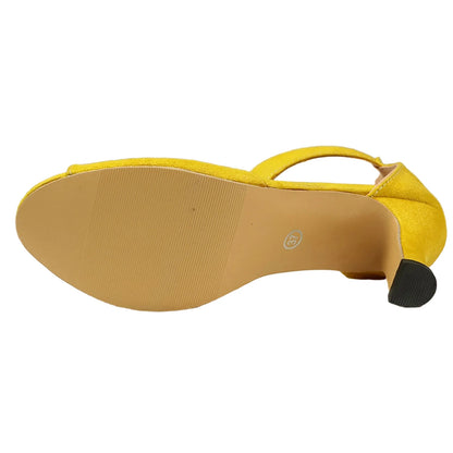 Suede High Heels Fish Mouth Peep Toe Sandals.