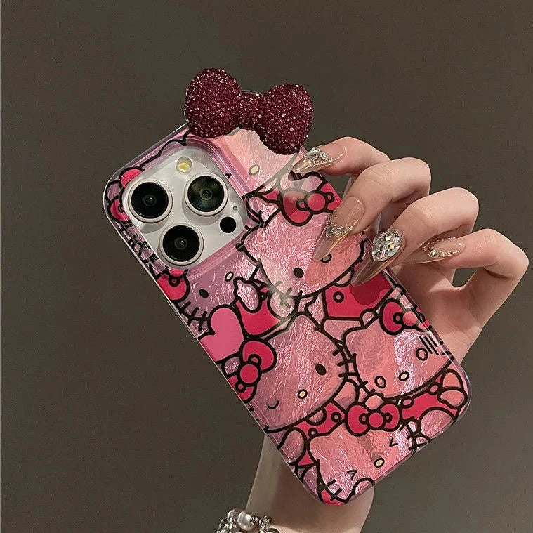 Hello Kitty Diamond Bowknot Hard Phone Case.