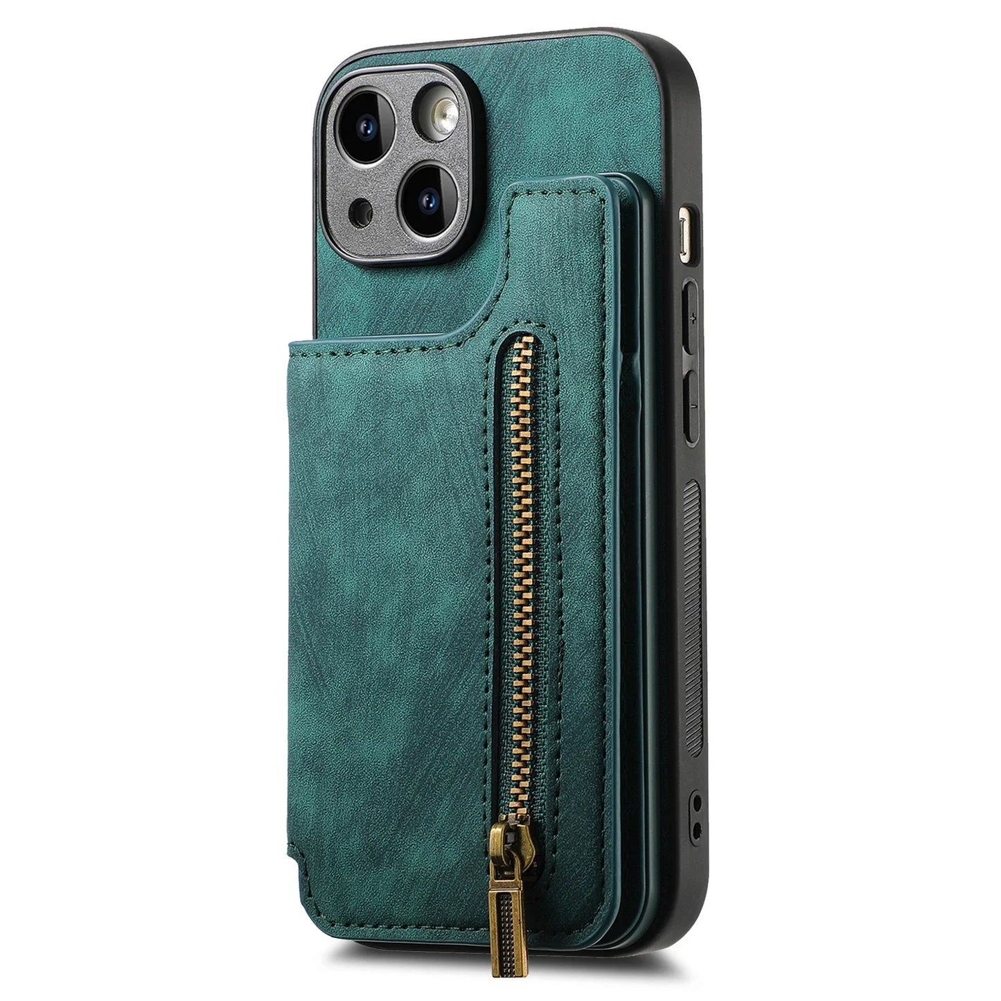 Zipper Cards Solt Wallet Leather Case For iPhone