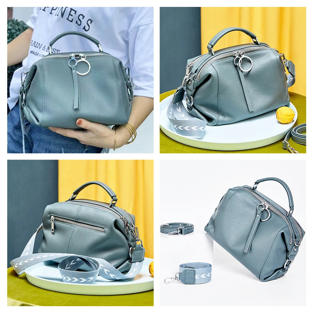 Zency Genuine Leather Cowhide Cross Body Bags.