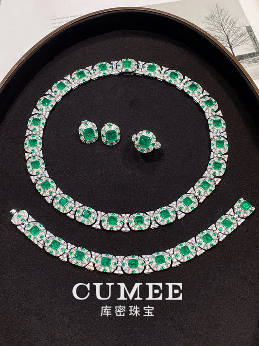 Diamond Luxury Cultivated Synthetic Emerald Bracelet.