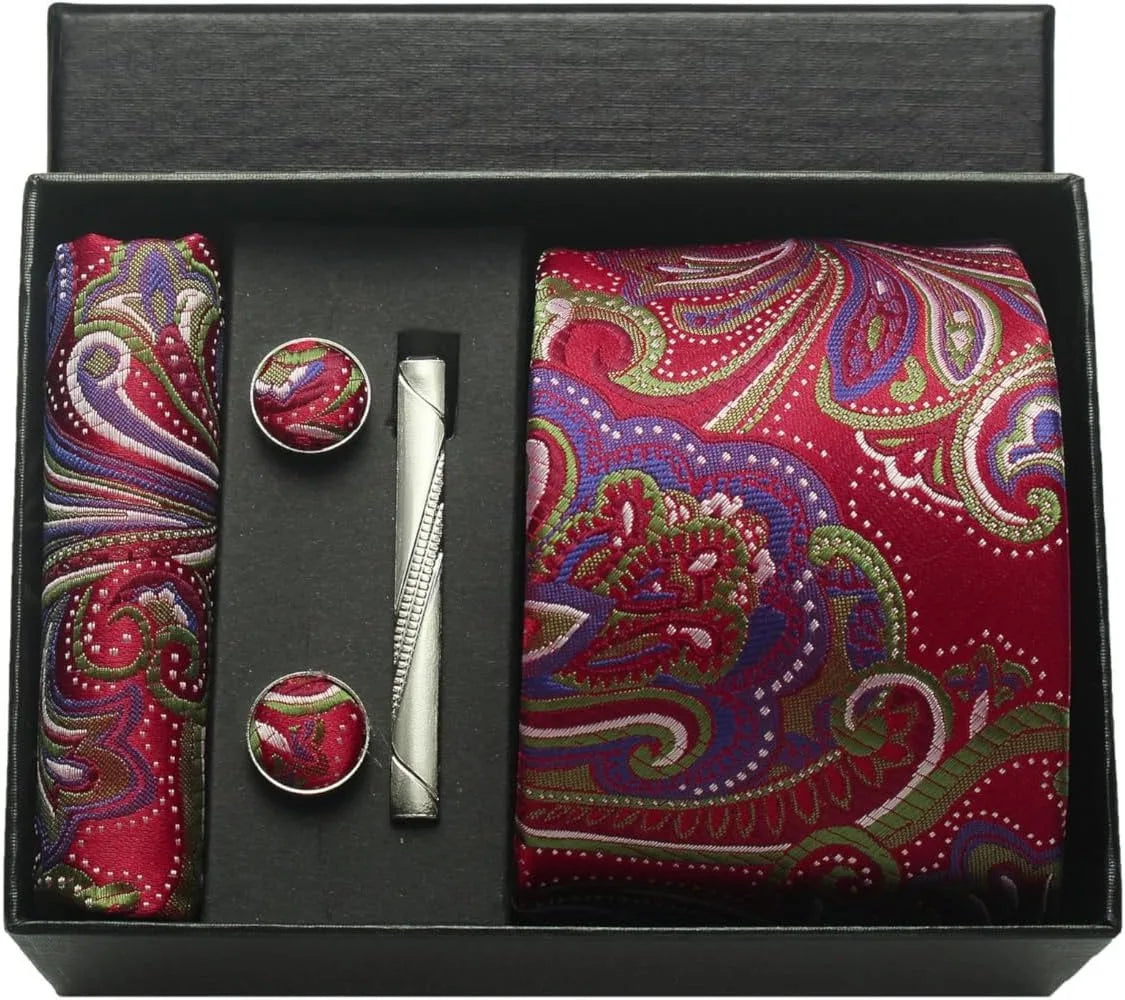 100% Silk Necktie Paisley Floral Mens Tie.