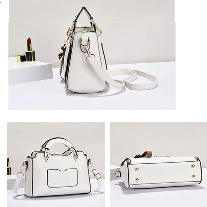 Printed monogram straddle leather bag.