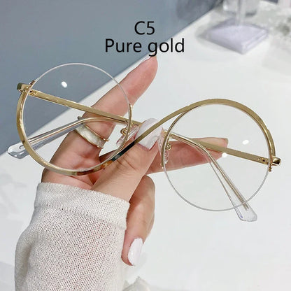 Semi-Rimless S Shape Glasses .