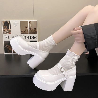 Chunky Platform High Heels Pumps Women.