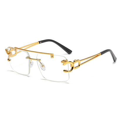 Rimless Square Double Bridge Sun Glasses Vintage Unisex.