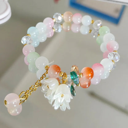 Peach Blossom Beaded Bracelet for Women Fashion - BLAKESTORE-NG