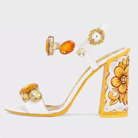 Bohemia Style Rhinestones Heels Sandals.