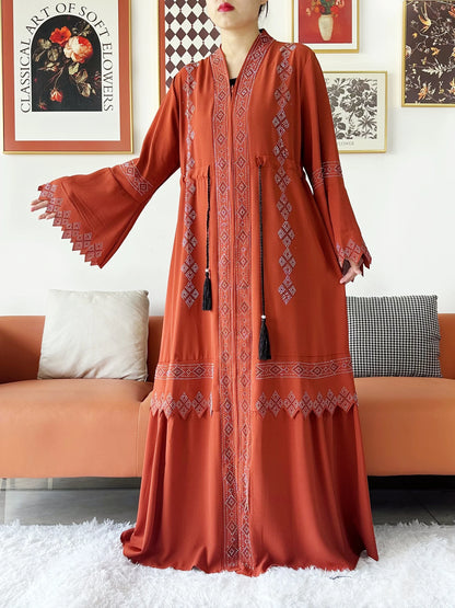 Luxury Design Open Abaya Muslim Women Dress.