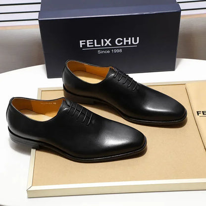 Genuine Cow Leather Mens Wholecut Oxford Shoes.
