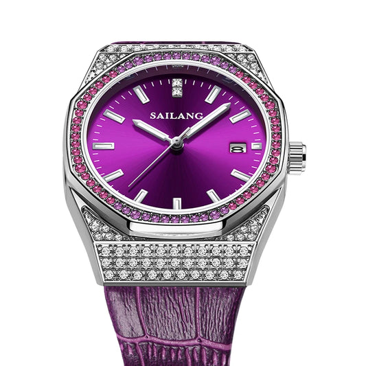 Violet Luxury Diamond Women’s Watch | Waterproof Luminous Wristwatch