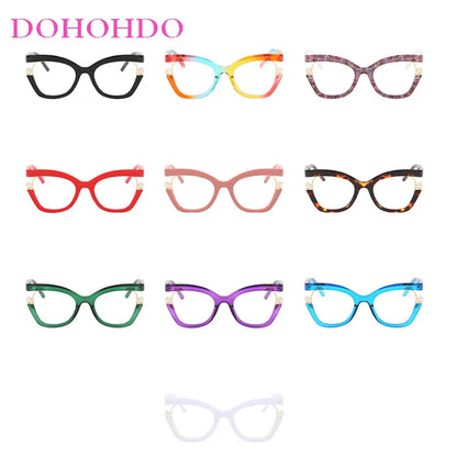 Unisex  Vintage Designer Pearl Cat Eye Optical Glasses