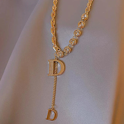 Gold Color Plated Necklace with classic D Letter Pendant.