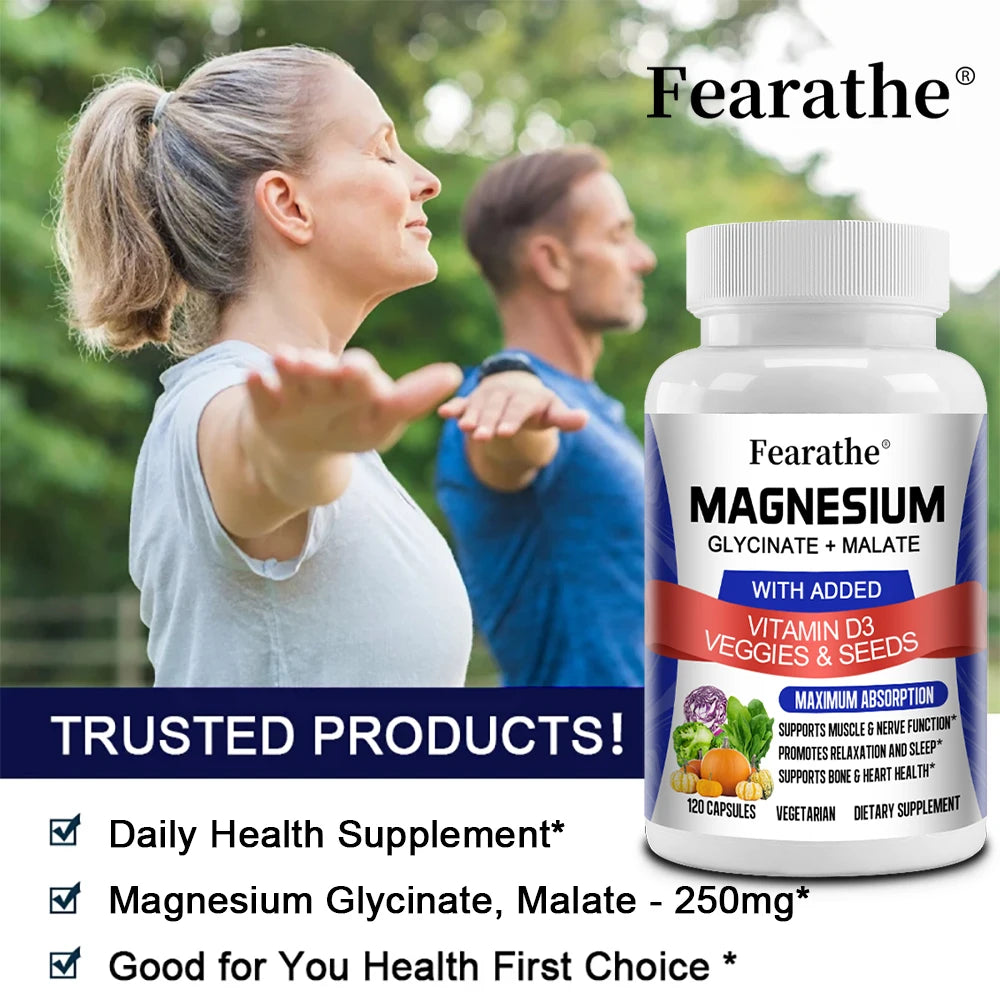 Bone Heart Sleep Nerve Support - Magnesium Glycinate & Malate Complex.