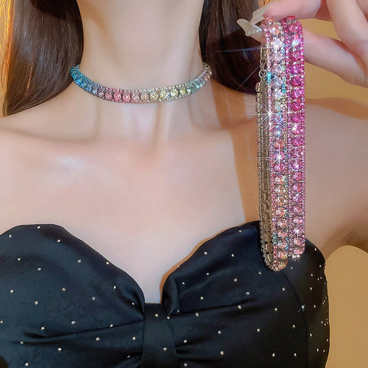 Luxury Crystal Necklace Earrings Set For Women.
