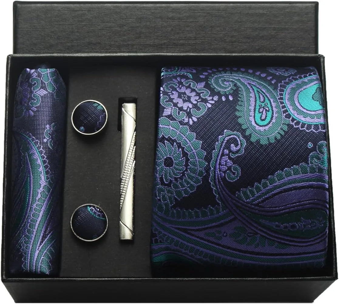100% Silk Necktie Paisley Floral Mens Tie.