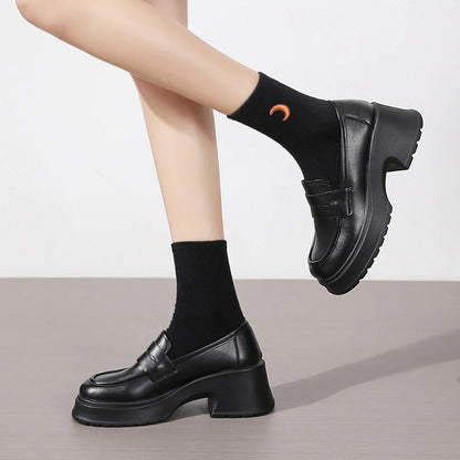 Women's Loafers Spring British Style Slip On Platform Shoes for Women.