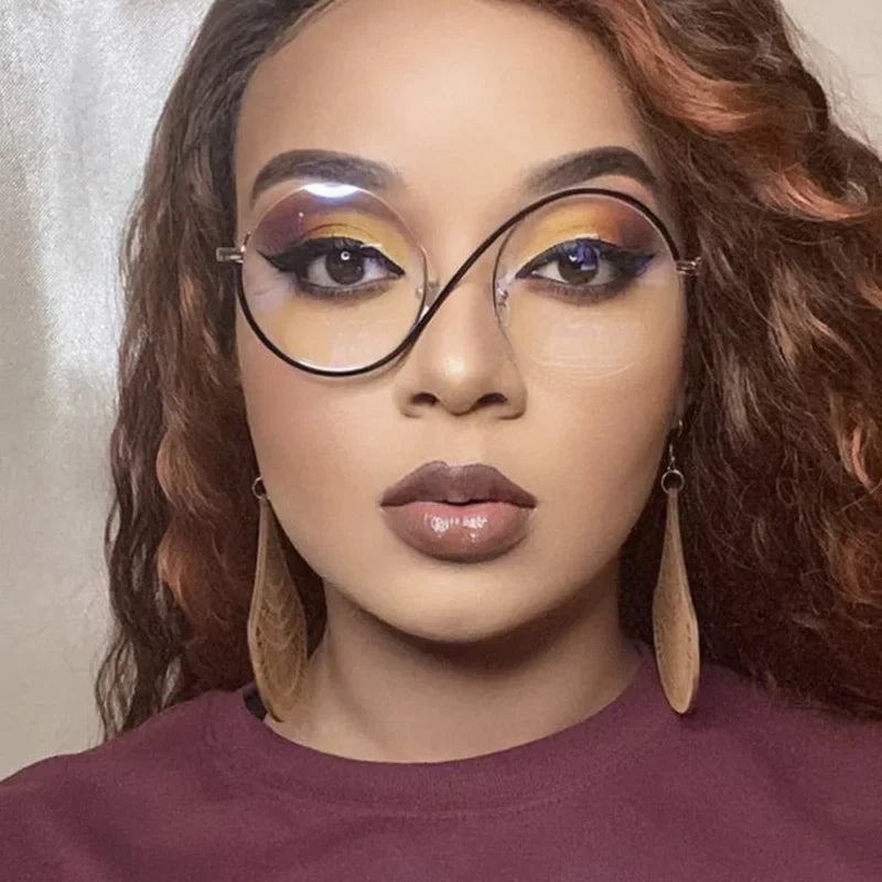 Semi-Rimless S Shape Glasses .