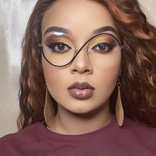 Semi-Rimless S Shape Glasses .