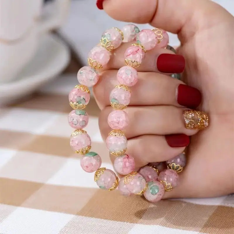 Peach Blossom Beaded Bracelet for Women Fashion - BLAKESTORE-NG