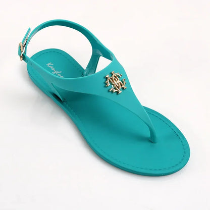 Women Summer Sandals Open Toe Jelly Flip Flops Non-slip Buckle Flat Sandals.