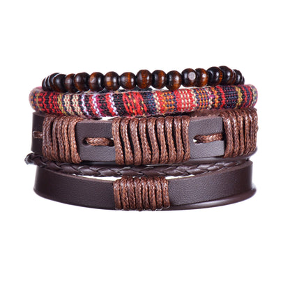Multilayer Black Leather Jewelry Charm. Bracelets & Bangles for Men. - BLAKESTORE-NG