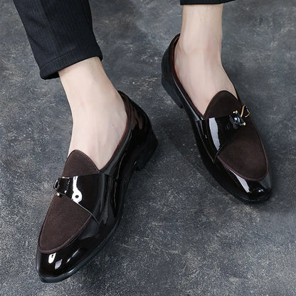 Men's Casual Leather Buckle Shoe. Wedding Shoe for Men