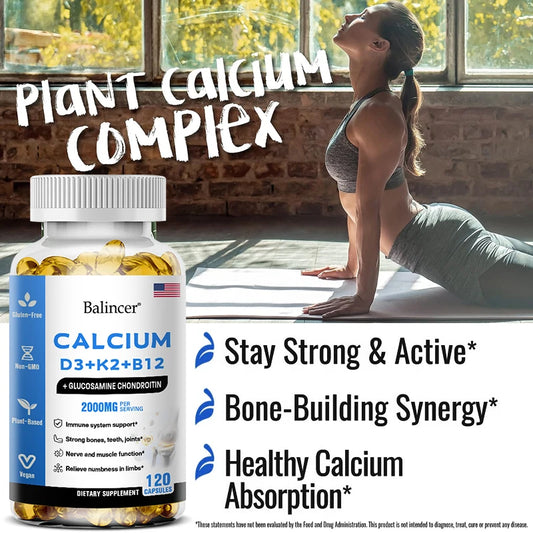 Calcium + Vitamins D3, K2 & B12 - Bone, Teeth & Muscle Health