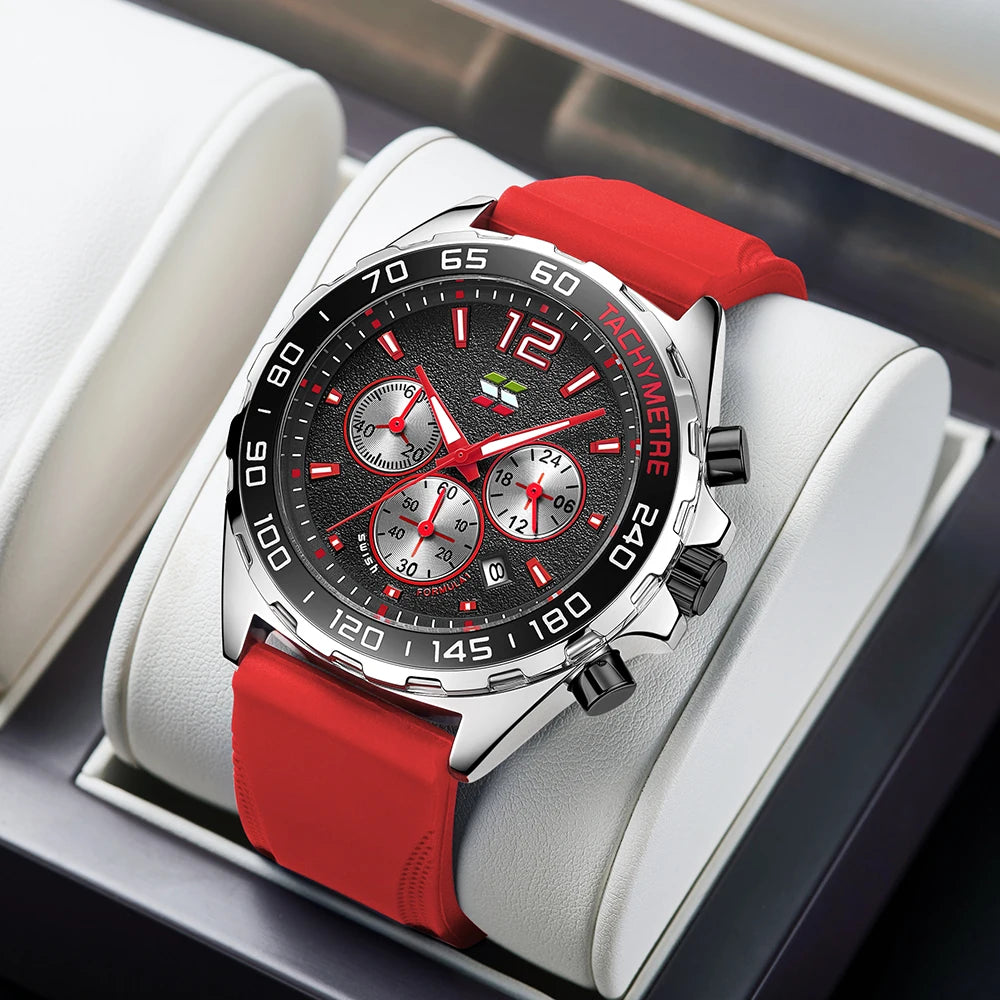 Chronograph Men Luxury Watches with Silicone Band. - BLAKESTORE-NG