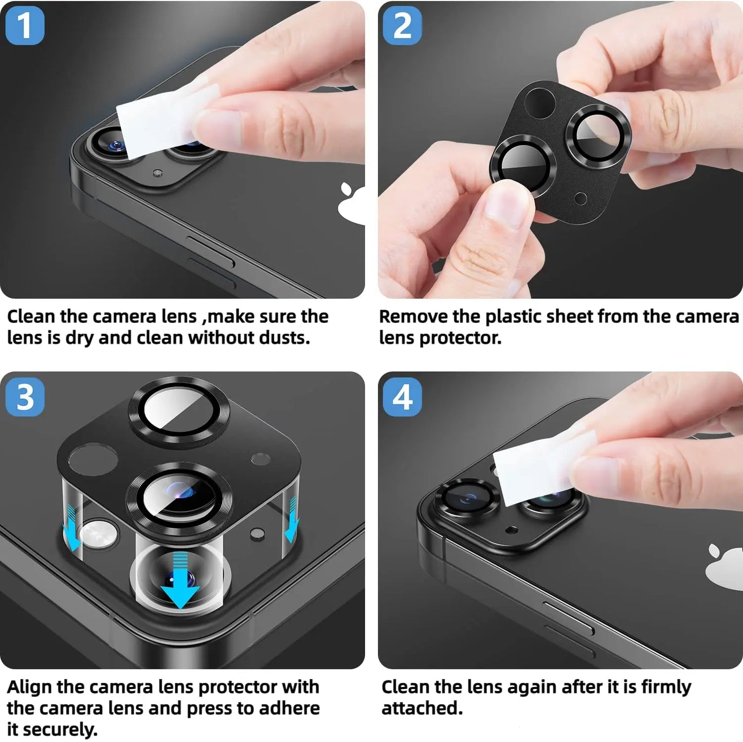 Metal Tempered Glass Camera Lens Protector Film Cover For iPhone.