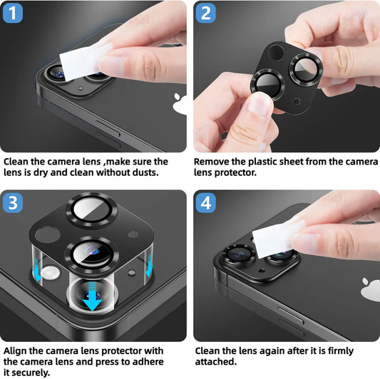 Metal Tempered Glass Camera Lens Protector Film Cover For iPhone.