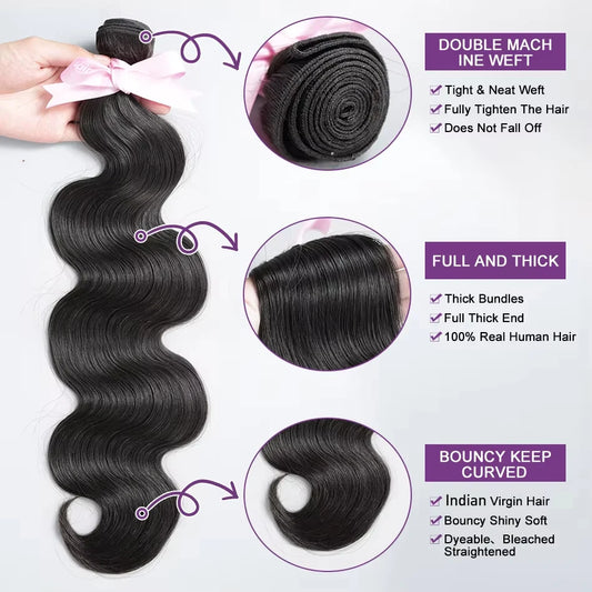 100% Unprocessed Human Hair 30-40 Inch Body Wave.