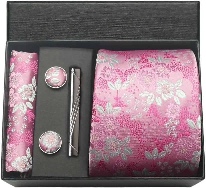 100% Silk Necktie Paisley Floral Mens Tie.