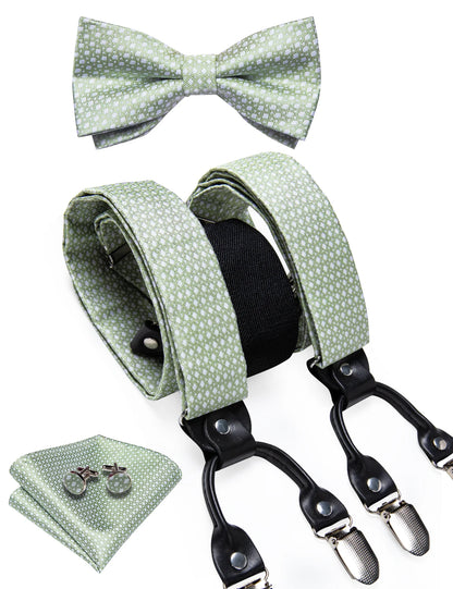 Stylish men’s suspenders pocket square cufflinks outfit