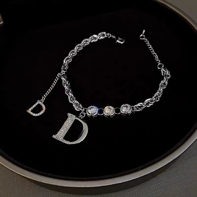 Gold Color Plated Necklace with classic D Letter Pendant.