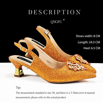 Women High Heels Sandal With Bag Set. Hot Selling INS Pointed-Toe Luxury Style.For Wedding Party