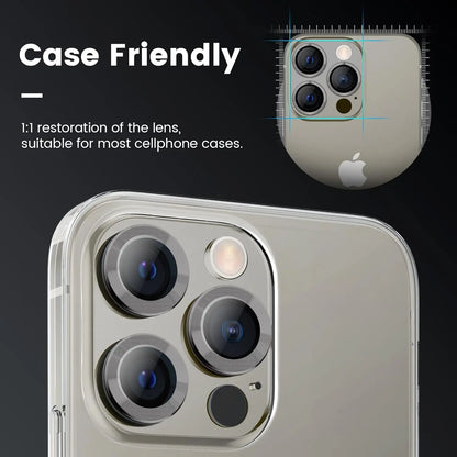 Titanium Gray Metal Tempered Glass Camera Lens Cover