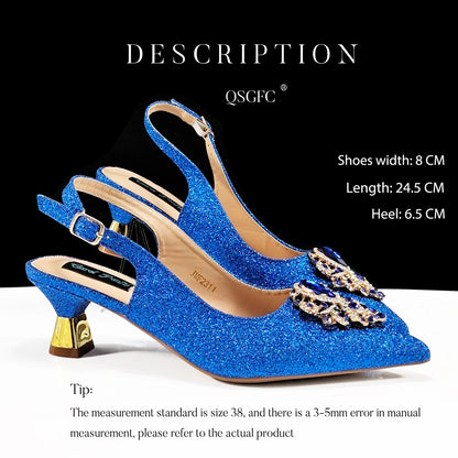 Women High Heels Sandal With Bag Set. Hot Selling INS Pointed-Toe Luxury Style.For Wedding Party