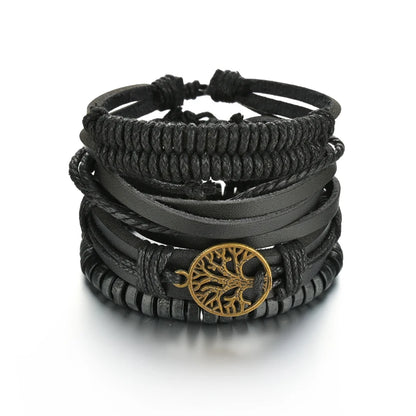 Multilayer Black Leather Jewelry Charm. Bracelets & Bangles for Men. - BLAKESTORE-NG