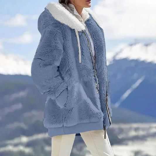 women oversize plush fleece winter jacket
