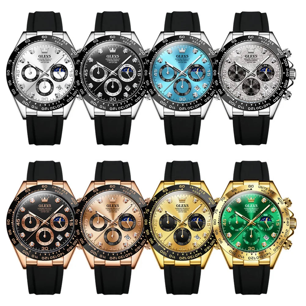 Luxury Men Chronograph Sport Wristwatch.