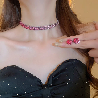Luxury Crystal Necklace Earrings Set For Women.