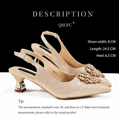 Women High Heels Sandal With Bag Set. Hot Selling INS Pointed-Toe Luxury Style.For Wedding Party