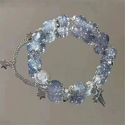 Fantasy Blue Crystal Beads Elastic Rope Bracelet. - BLAKESTORE-NG