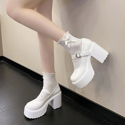 Chunky Platform High Heels Pumps Women.