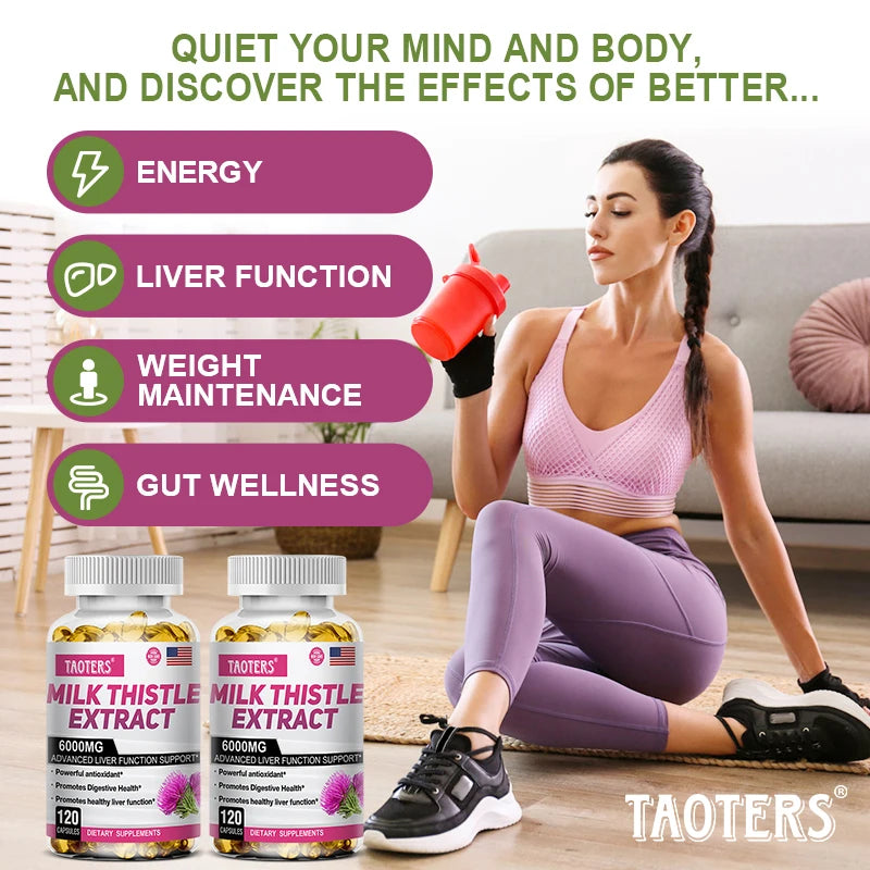 Milk Thistle 6000 mg Capsules for detoxification.
