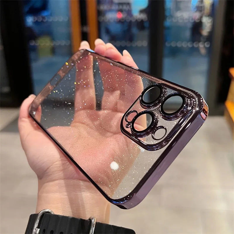 Luxury Transparent Bling Glitter Plating iPhone Case.
