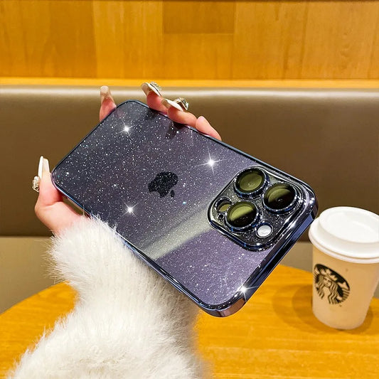 Luxury Transparent Bling Glitter Plating iPhone Case.