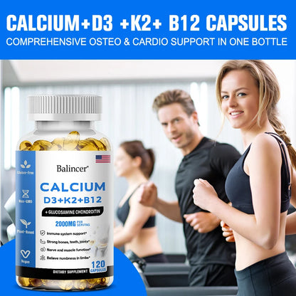 Calcium + Vitamins D3, K2 & B12 - Bone, Teeth & Muscle Health
